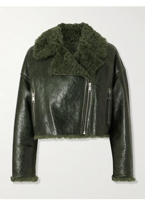 Yves Salomon - Cropped Shearling Jacket - Green - FR 34,FR 36,FR 38,FR 40,FR 42,FR 44