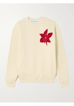 JW Anderson - Flocked Organic Cotton-jersey Sweatshirt - Cream - x small,small,medium,large,x large