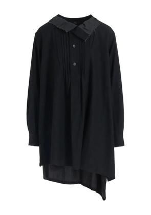 Y's button-placket asymmetric blouse - Black