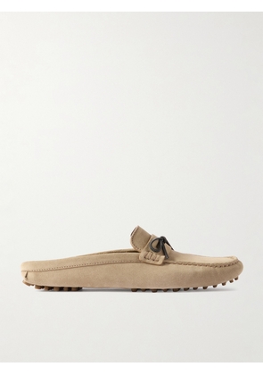 Brunello Cucinelli - Bead-embellished Suede Slippers - Neutrals - IT36,IT37,IT38,IT39,IT40,IT41