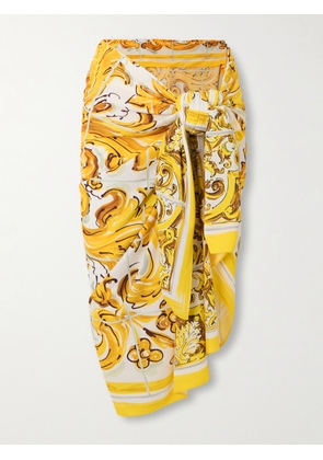 Dolce & Gabbana - Majolica Printed Jersey Pareo - Yellow - One size