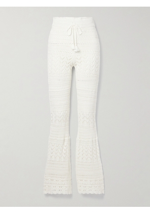 LOVESHACKFANCY - Fosta Crocheted Cotton Flared Pants - White - x small,small,medium,large