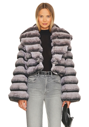 Adrienne Landau Faux Fur Chinchilla Jacket in Grey. Size L. Also in M, S.