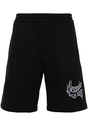 Alexander McQueen logo-embroidered cotton track shorts - Black