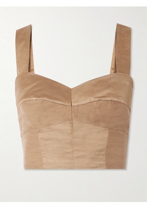 Cortana - Gloria Cropped Dupioni Top - Neutrals - FR 34,FR 36,FR 38,FR 40,FR 42,FR 44