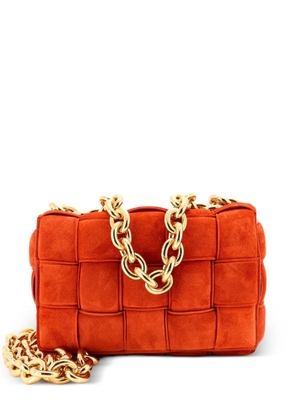 Bottega Veneta Pre-Owned Cassette Chain Padded Maxi Intrecciato Suede crossbody bag - Orange