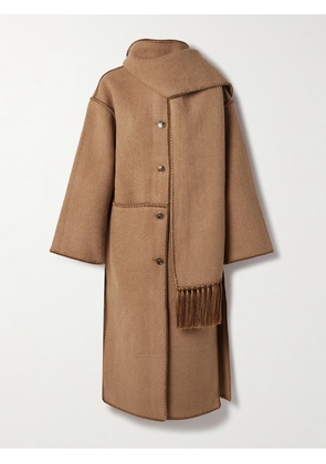 TOTEME - Draped Fringed Wool-blend Bouclé Coat - Brown - DK32,DK34,DK36,DK38,DK40,DK42