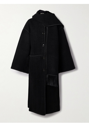 TOTEME - Draped Fringed Wool-blend Bouclé Jacket - Black - DK32,DK34,DK36,DK38,DK40,DK42