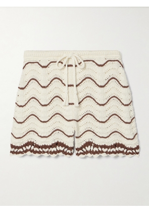 Cara Cara - Aicha Striped Knitted Cotton Shorts - Brown - xx small,x small,small,medium,large,x large
