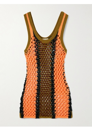 Diotima - Dennis Marina Beaded Crocheted Cotton-blend Tank - Orange - 0,1,2,3,4