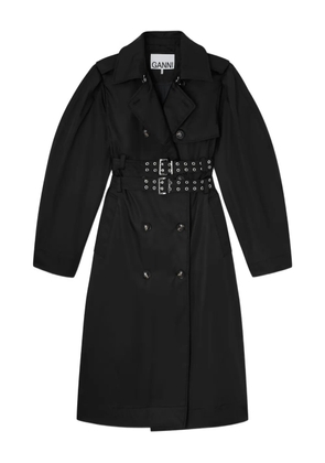 GANNI belted double-breasted coat - Black
