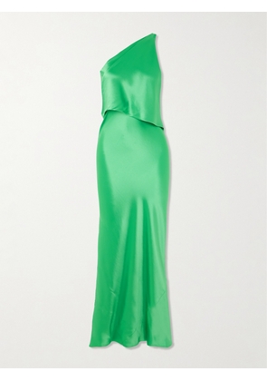 STAUD - Naomi One-shoulder Layered Satin Maxi Dress - Green - US00,US0,US2,US4,US6,US8,US10,US12,US14