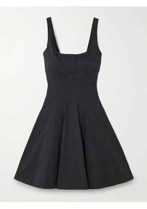 STAUD - Wells Pleated Cotton-blend Poplin Mini Dress - Black - US00,US0,US2,US4,US6,US8,US10,US12,US14,US16