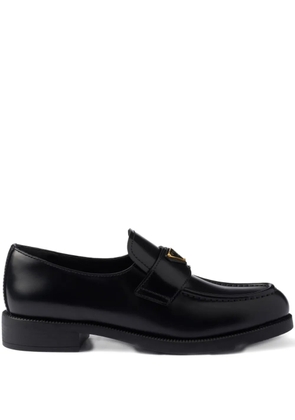 Prada leather triangle-logo loafers - Black