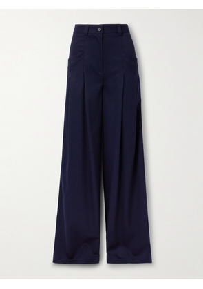 Altuzarra - Zanni Pleated Wool-blend Wide-leg Pants - Blue - FR 34,FR 36,FR 38,FR 40,FR 42,FR 44,FR 46