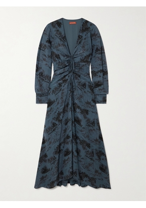 Altuzarra - Mila Ruched Printed Silk-crepe Midi Dress - Blue - FR 34,FR 36,FR 38,FR 40,FR 42,FR 44,FR 46