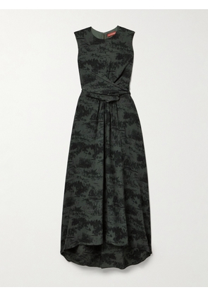 Altuzarra - Penny Wrap-effect Printed Silk Crepe De Chine Maxi Dress - Gray - FR 34,FR 36,FR 38,FR 40,FR 42,FR 46