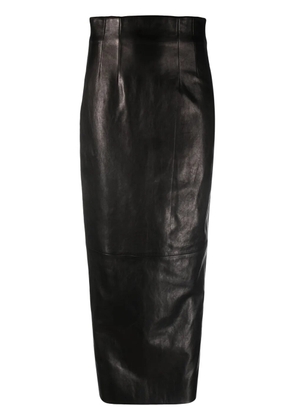 KHAITE The Loxley leather midi skirt - Black