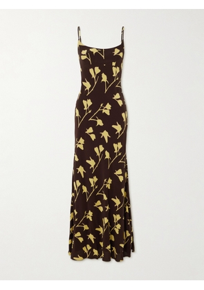 STAUD - Dinah Floral-print Crepe Maxi Dress - Brown - US00,US0,US2,US4,US6,US8,US10,US12,US14,US16