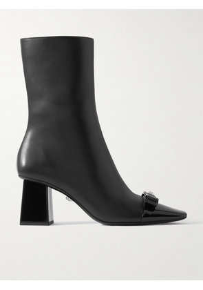 Versace - Bow-embellished Leather Ankle Boots - Black - IT36,IT36.5,IT37,IT37.5,IT38,IT38.5,IT39,IT39.5,IT40,IT41