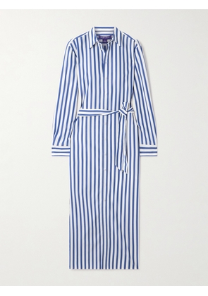 Ralph Lauren Collection - Vicki Belted Striped Cotton-poplin Midi Shirt Dress - Blue - US0,US2,US4,US6,US8,US10,US12