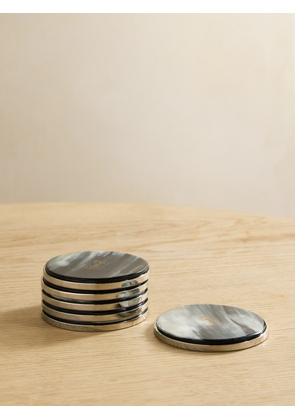 Brunello Cucinelli - Set Of Six Horn And Silver-tone Coasters - Black - One size