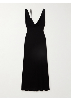 TOTEME - Twisted Draped Satin Maxi Dress - Black - xx small,x small,small,medium,large,x large