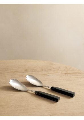 Brunello Cucinelli - Set Of Two Silver And Horn Serving Spoons - Black - One size