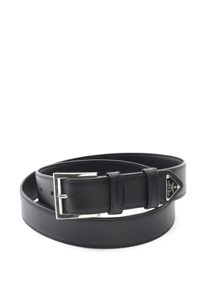 Prada Pre-Owned 2020s triangle-logo leather belt - Black