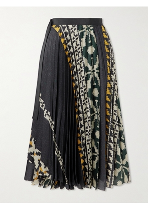 Sacai - Pleated Printed Twill Midi Skirt - Multi - 1,2,3,4