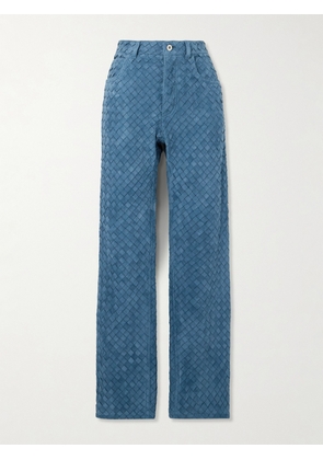 Bottega Veneta - Intrecciato Suede Straight-leg Pants - Blue - IT38