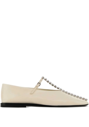 Jil Sander crystal-embellished leather ballerinas - Neutrals
