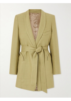 BLAZÉ Milano - Belted Linen And Silk-blend Blazer - Green - 00,1,2,3,4