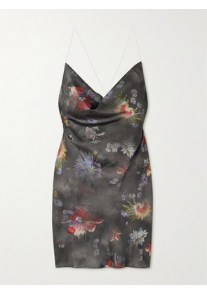 Y/PROJECT - Floral-print Recycled-satin Mini Dress - Gray - FR 34,FR 36,FR 38,FR 40,FR 42