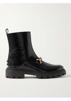 Tod's - Gomma Pesante Embellished Glossed-leather Ankle Boots - Black - IT35,IT36,IT36.5,IT37,IT37.5,IT38,IT38.5,IT39,IT39.5,IT40,IT40.5,IT41,IT42
