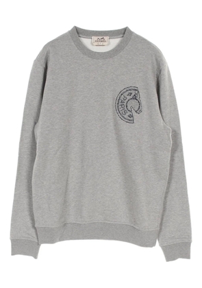 Hermès Pre-Owned 2020s crew-neck embroidered sweatshirt - Grey