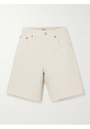 RE/DONE - Boyfriend Frayed Denim Shorts - Cream - 24,25,26,27,28,29,30,31,32
