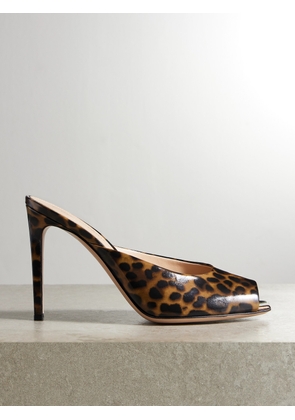 Gianvito Rossi - Ethel 95 Leopard-print Glossed-leather Mules - Animal print - IT36,IT36.5,IT37,IT37.5,IT38,IT38.5,IT39,IT39.5,IT40,IT40.5,IT41,IT42