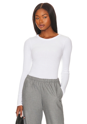 Enza Costa Silk Knit Long Sleeve Crew in White. Size L. Also in M, S, XL, XS.