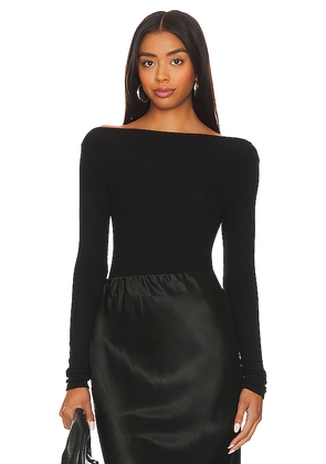 Enza Costa Silk Knit Boat Neck Top in Black. Size M. Also in L, S, XL, XS.