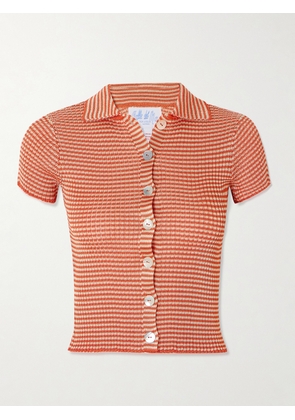 Calle Del Mar - Cropped Striped Ribbed-knit Cardigan - Red - x small,small,medium,large,x large