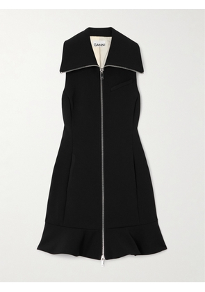 GANNI - Paneled Ruffled Crepe Mini Dress - Black - EU 34,EU 36,EU 38,EU 40,EU 42,EU 44