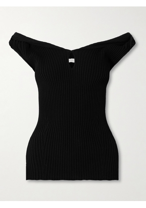 Faithfull - Heidi Off-the-shoulder Cutout Ribbed-knit Top - Black - x small,small,medium,large,x large,xx large