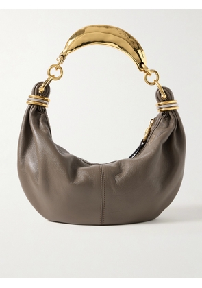 Chloé - Bracelet Embellished Textured-leather Shoulder Bag - Gray - One size