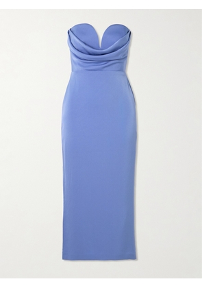 Alex Perry - Strapless Draped Satin-crepe Midi Dress - Blue - UK 4,UK 6,UK 8,UK 10,UK 12