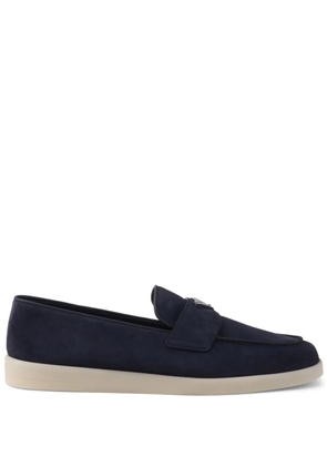Prada logo-plaque suede loafers - Blue