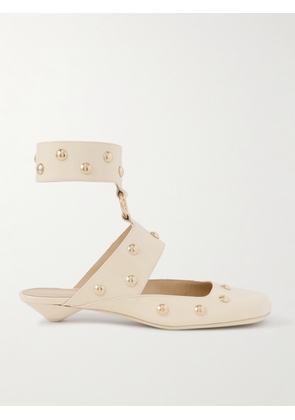 Chloé - Jade Studded Leather Mules - Cream - IT35,IT36,IT36.5,IT37,IT37.5,IT38,IT38.5,IT39,IT39.5,IT40,IT40.5,IT41