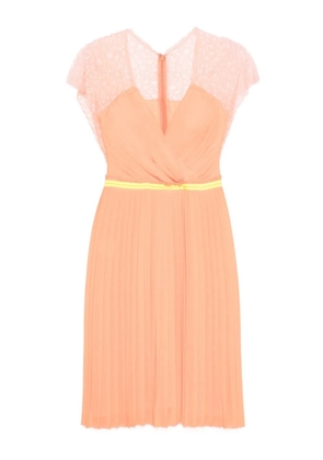 Gemy Maalouf lace-insert pleated mini dress - Orange