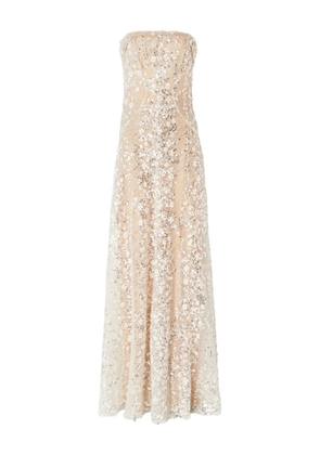 Genny sequin-embellished floral dress - Neutrals