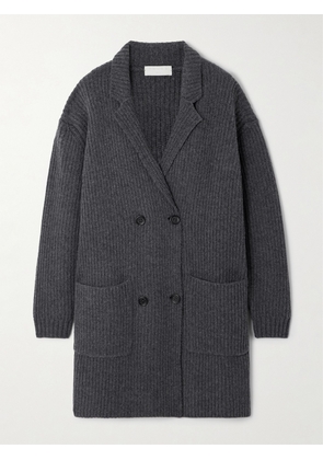 FALKE Ergonomic Sport System - Double-breasted Ribbed Wool Cardigan - Gray - x small,small,medium,large,x large